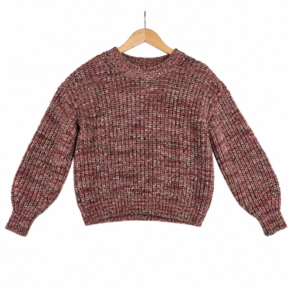 Pink Marled Italian Yarn Wool Blend Crewneck Medium Excellent